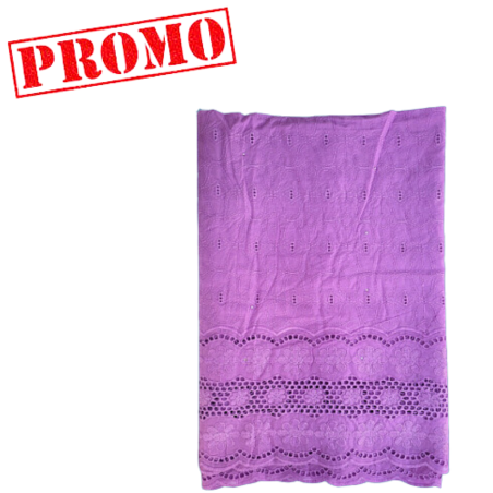 Voile brodé 5 yards mauve clair