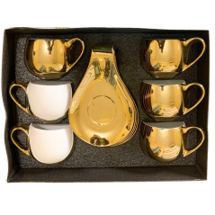 Set de 12 pièces en porcelaine blanc doré Nafi