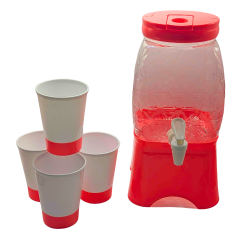 Fontaine en plastique plus 4 gobelet rouge 4.5L