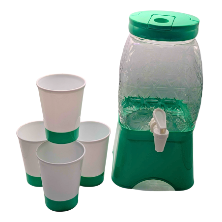 Fontaine en plastique plus 4 gobelet vert 4.5L