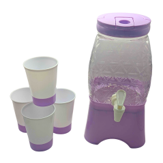 Fontaine en plastique plus 4 gobelet violet 4.5L