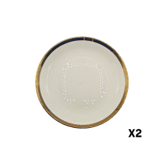 Plat en porcelaine de luxe blanc/dorée x2