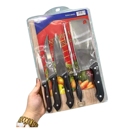 Ensemble Couteaux de Cuisine - 5 pcs Noir avec Planche N°1