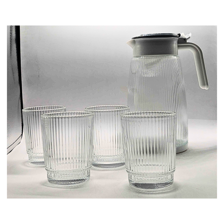 Ensemble Carafe + 4 Tasses en verre Glassware