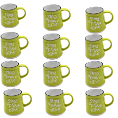 Ensemble 12 tasses en porcelaine Vert fluo