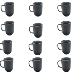 Ensemble 12 tasses en porcelaine Noir