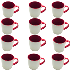 Ensemble 12 tasses Blanc/Rouge N°1