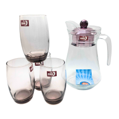 Ensemble Carafe + 4 Tasses en verre Aurora