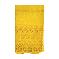 Voile brodé 5 yards jaune moutarde