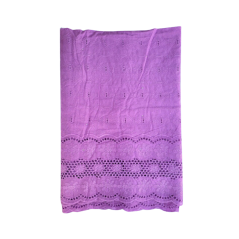 Voile brodé 5 yards mauve clair