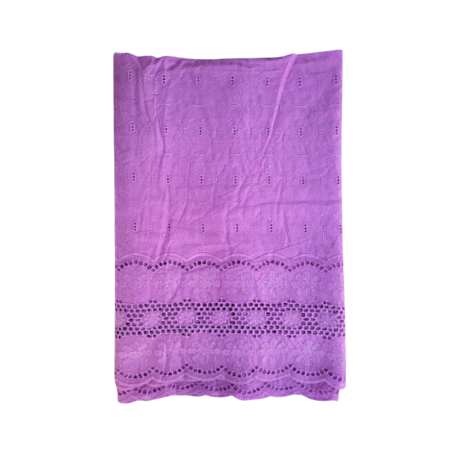 Voile brodé 5 yards mauve clair