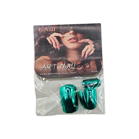 Paquet 10 faux ongles miroir vert turquoise