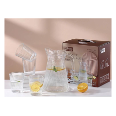 Ensemble Carafe + 4 Tasses en verre Elegant Water Dorée