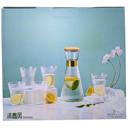 Ensemble Carafe + 6 Tasses en verre Style N°1