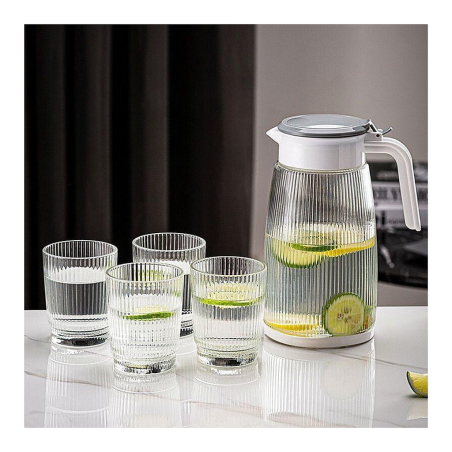 Ensemble Carafe + 4 Tasses en verre Glassware