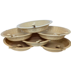 Ensemble de 6 plats et 6 cuillères en plastique Beige