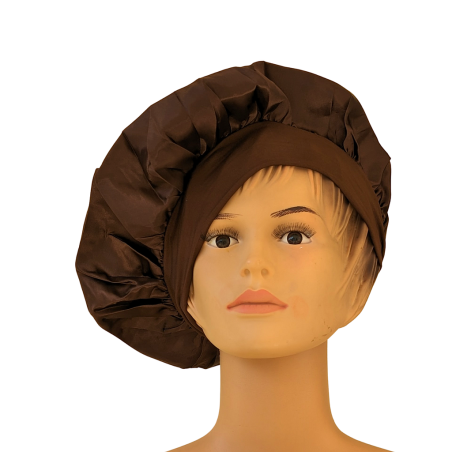 Bonnet en satin marron foncé