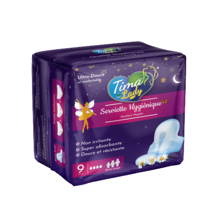 Serviette hygiénique nuit Tima lady 9 pièces