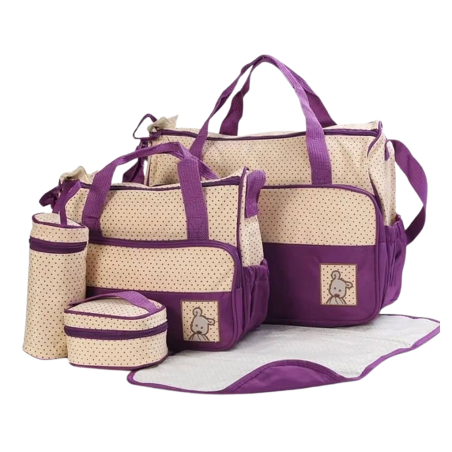 Sac pour bébé 5pcs beige violet