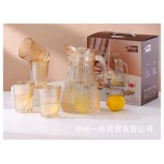 Ensemble Carafe + 4 Tasses en verre Elegant Water Dorée