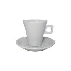 Ensemble 12 pièces tasses et soucoupe en porcelaine blanc 250ml