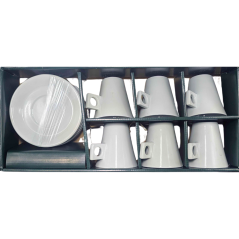 Ensemble 12 pièces tasses et soucoupe en porcelaine blanc 250ml