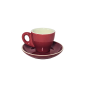 Ensemble 12 pièces tasses et soucoupe en porcelaine blanc rouge 100ml