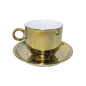 Ensemble 12 pièces tasses et soucoupe en porcelaine blanc dorée 350ml