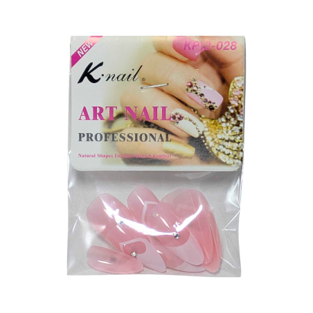 Ongles Knail 12 pcs rose blanc