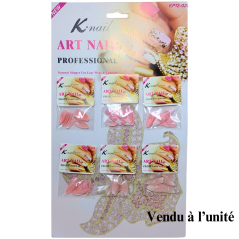 Ongles Knail 12 pcs rose blanc