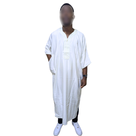 Djellaba manche courte blanc 2 cheikh tidiane XL