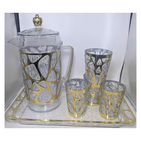 6pcs Carafe Incassable Avec 4 Tasses + Plateau  transparante 1