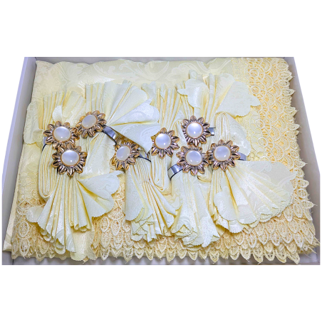 Ensemble nappe de table + 8 Torchons Beige de Luxe
