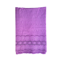Voile brodé 5 yards mauve clair