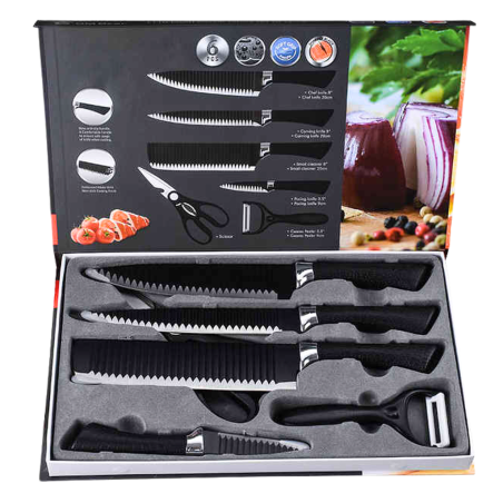 Set de 6 couteaux noirs Forging Family