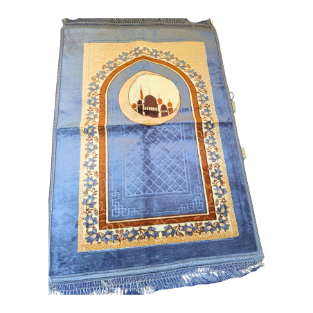 Tapis de Prière Bilal en Velours GM - Bleu n°1