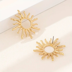 Boucles d'oreilles Tendances motif Tournesol - Doré