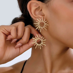 Boucles d'oreilles Tendances motif Tournesol - Doré