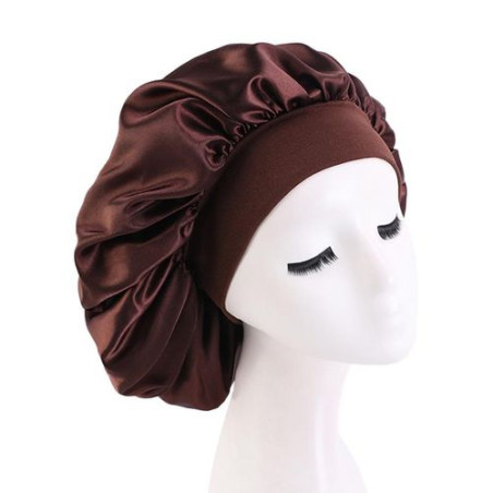Bonnet en satin marron foncé