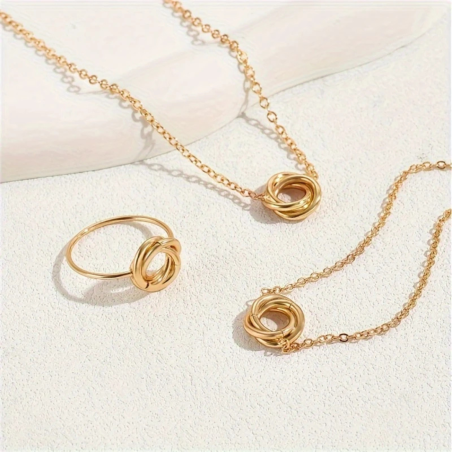 Ensemble de bijoux 3pcs élégant avec cercle de fleurs torsadées