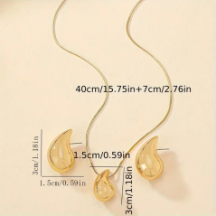 Paire de Boucles & 1 Collier Design Goutte d'Eau