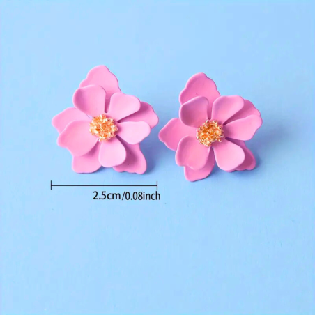 Boucles d'oreilles en fleur - Rose