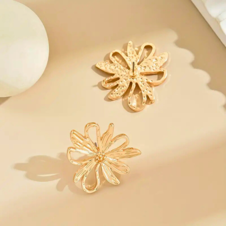 Boucles d'oreilles floral doré en Zinc 