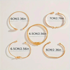Ensemble de 5 Bracelet en alliage brillant - Doré
