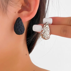 Lot de 12 paires de boucles d'oreilles Doré - Noir - Argent