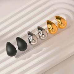 Ensemble 3 Paires Boucles d'oreilles - Doré - Noir -  Argent