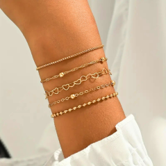 Ensemble de 5 Bracelets En Chaîne Fine - Doré