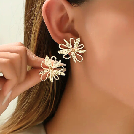 Boucles d'oreilles floral doré en Zinc 