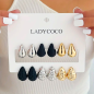 Lot de 12 paires de boucles d'oreilles Doré - Noir - Argent