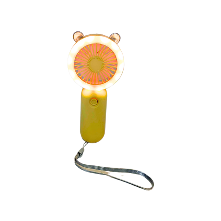 Mini ventilateur portable avec lumière- coloris jaune